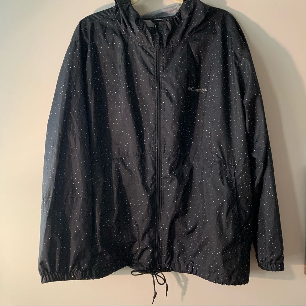 Columbia Black Jacket with White Polka Dots